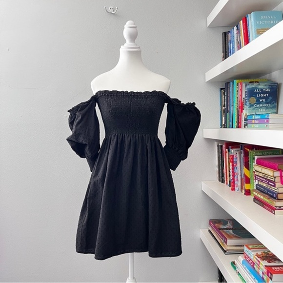Kourt Portia Mini Dress Black Swiss Dot Classic Preppy Womens L - Picture 1 of 14